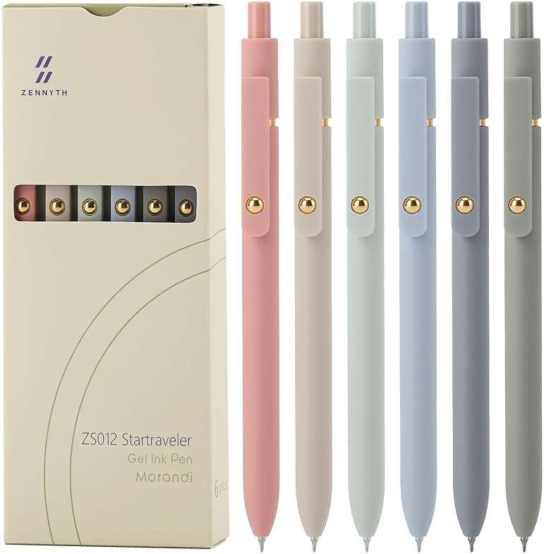 Ddaowanx Gel Pens, 6 Pcs 0.5mm Quick Dry Black Ink Pens Fine Point Smooth Writing Pens, Cute Office School Supplies Gifts for Women - Image 1