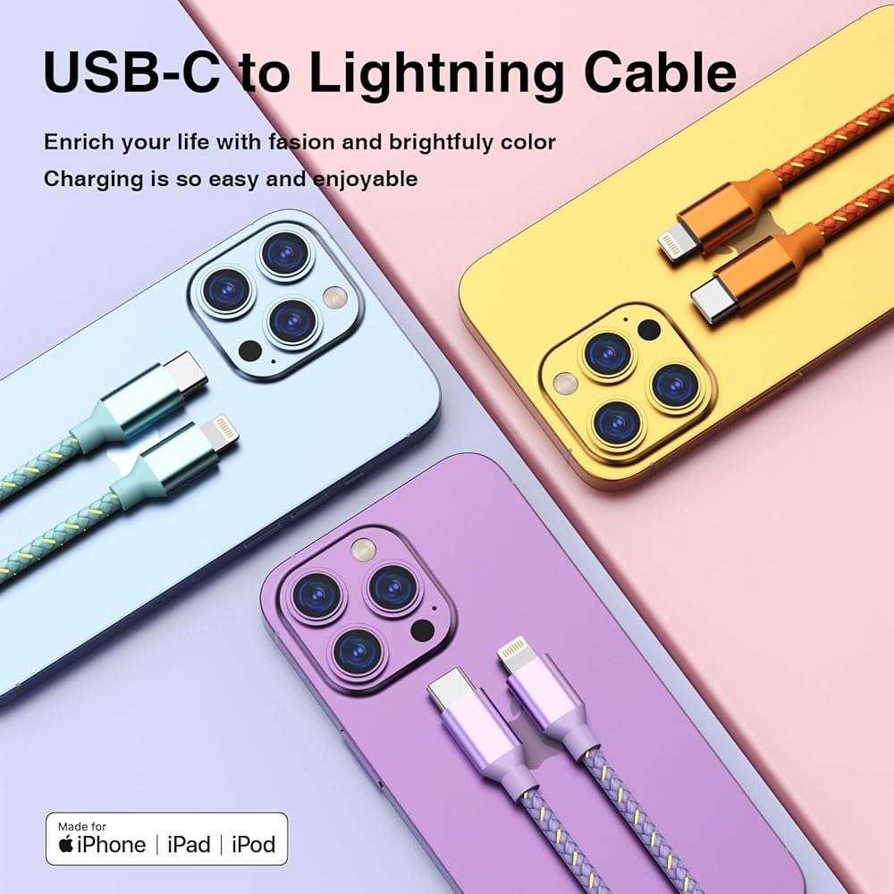 USB C to Lightning Cable for Apple MFi Certified iPhone Charger 6FT 3 Pack Fast Charging Type c to Lightning Cable iPhone Fast Charger for iPhone 14 13 12 11 Pro Max Xr Xs 8 and More - Image 2