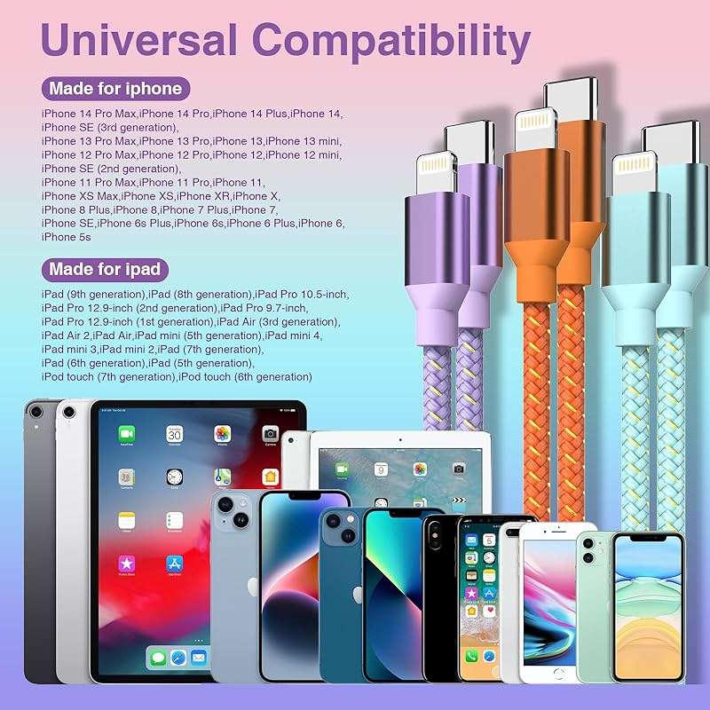 USB C to Lightning Cable for Apple MFi Certified iPhone Charger 6FT 3 Pack Fast Charging Type c to Lightning Cable iPhone Fast Charger for iPhone 14 13 12 11 Pro Max Xr Xs 8 and More - Image 6