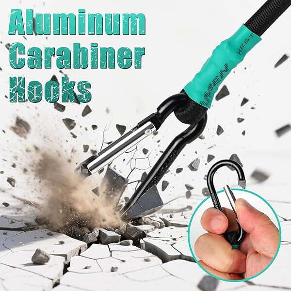 Black Bungee Cords with Hooks 36 inch Heavy Duty, 4-Piece Carabiners Style, 5/16 inch Diameter - Image 3