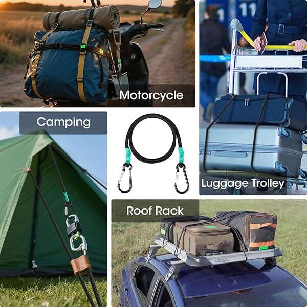 Black Bungee Cords with Hooks 36 inch Heavy Duty, 4-Piece Carabiners Style, 5/16 inch Diameter - Image 6
