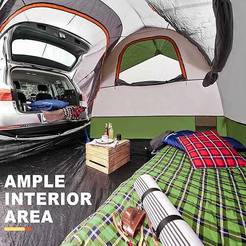 GoHimal SUV Tent for Camping, Waterproof PU3000mm Spacious Double Layer Design for 5-8 Person, Includes Rainfly and Storage Bag, 8FT L x 8FT W x 7.2FT H Green - Image 6