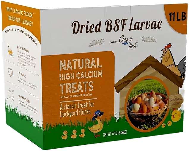 Classic Flock 11 lb Black Soldier Fly Larva - BSFL is a high Calc-Rich Chicken Feed with More Calcium Than mealworms.It is a Pure Natural Food that Provides high Protein for Chickens and Birds - Image 1