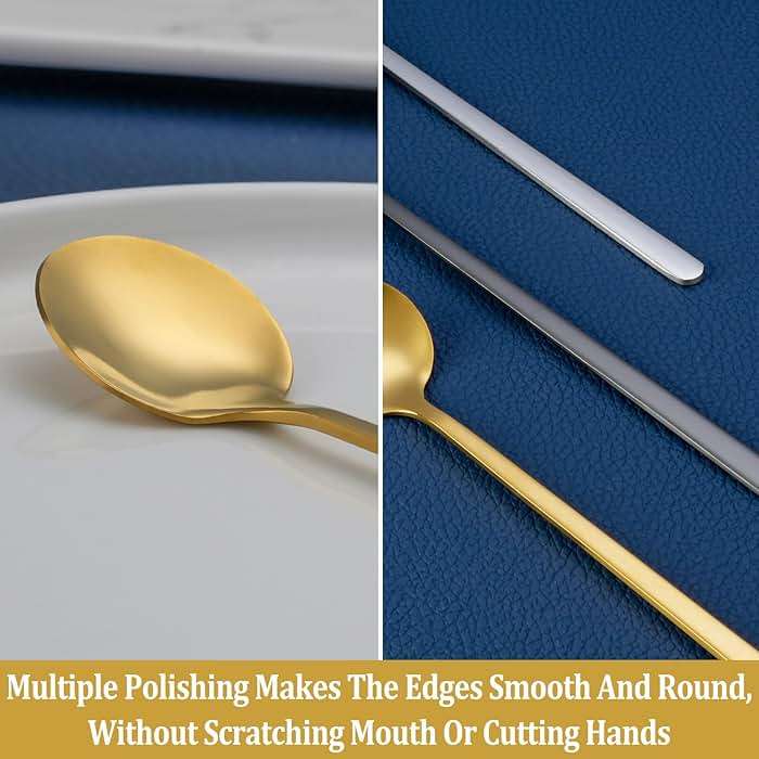 12 Pcs Coffee Spoons Set, 6.7" Gold Tea Spoons Long Handle, Gold Small Teaspoons, Stainless Steel Espresso Spoon, Long Spoon for Stirring, Coffee Bar Accessories - Image 5