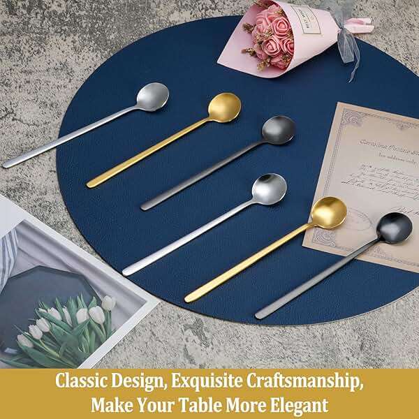 12 Pcs Coffee Spoons Set, 6.7" Gold Tea Spoons Long Handle, Gold Small Teaspoons, Stainless Steel Espresso Spoon, Long Spoon for Stirring, Coffee Bar Accessories - Image 7