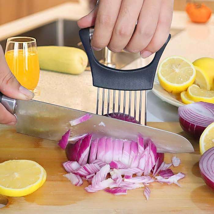 JAYVAR Onion Holder for Slicing,304 Stainless Steel Onion Slice Holder with 10 Long Needles,Onions Cutter Vegetable Chopper,Onions Chopper Tool,Food Slicing Guide for Neat Slicing,Tomato Potato Cutter - Image 3
