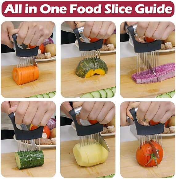 JAYVAR Onion Holder for Slicing,304 Stainless Steel Onion Slice Holder with 10 Long Needles,Onions Cutter Vegetable Chopper,Onions Chopper Tool,Food Slicing Guide for Neat Slicing,Tomato Potato Cutter - Image 4