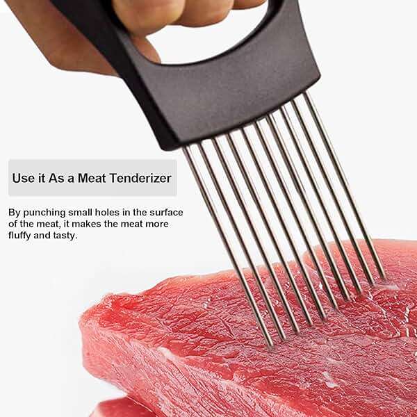 JAYVAR Onion Holder for Slicing,304 Stainless Steel Onion Slice Holder with 10 Long Needles,Onions Cutter Vegetable Chopper,Onions Chopper Tool,Food Slicing Guide for Neat Slicing,Tomato Potato Cutter - Image 5