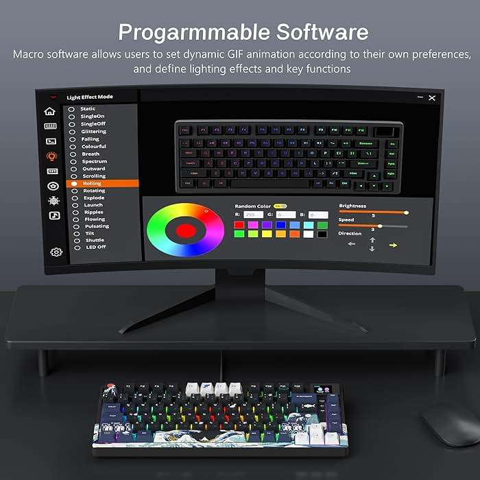 Womier S-K80 75% Keyboard with Color Multimedia Display Mechanical Gaming Keyboard, Wired Hot Swappable Gasket Mount RGB Custom Key Board, Pre-lubed Stabilizer for Mac/Win, Black Kanagawa - Image 5