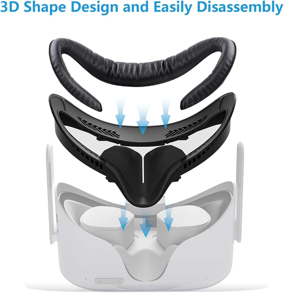 2 Pack Face Pad for Oculus Quest 2, Facial Interface & Face Cover Pad, Anti-fogging Sweatproof Face Cushion for VR Meta Quest 2 Accessories Replacement - Image 4
