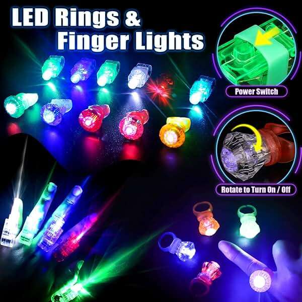 Glow in the Dark Party Supplies for Kids Adults, Light Up Party Favors with 57 LED Light Up Toys, 100 Glow Sticks Bulk DIY Glow Necklaces Glasses Bracelets Headband, Neon Party Supplies & Decorations - Image 4