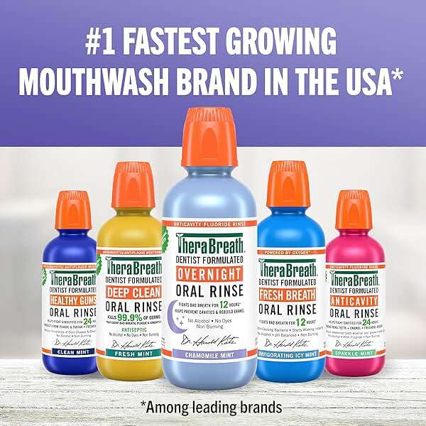 TheraBreath Overnight Mouthwash, Fights Bad Breath for 12 Hours, Chamomile Mint Flavor, Dentist Formulated, Fluoride Rinse, Alcohol Free, 16 fl oz (Pack of 2) - Image 7