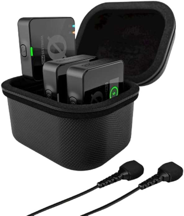 RØDE Wireless PRO Compact Wireless Microphone System with Timecode, 32-bit Float On-board Recording, 2 Lavalier Microphones and Smart Charge Case for Filmmaking and Content Creation - Image 1