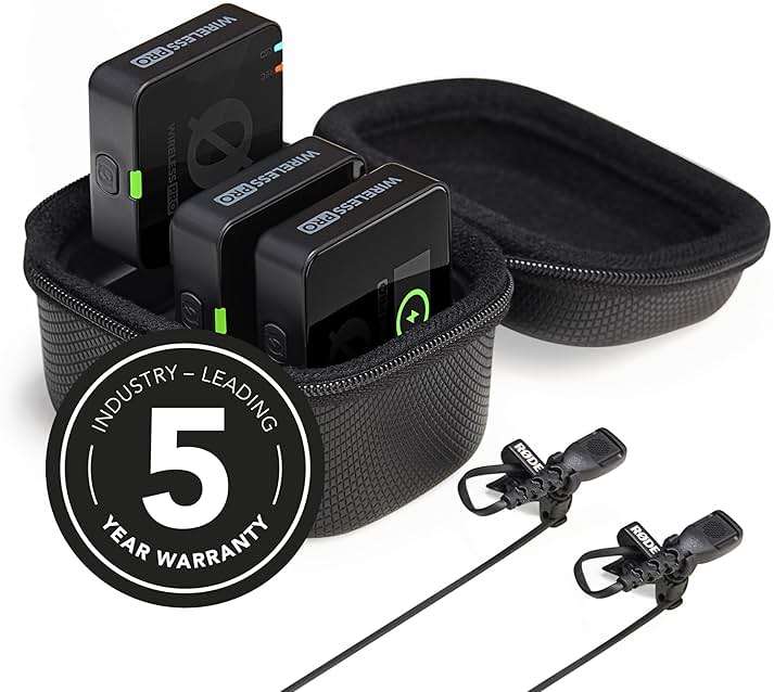 RØDE Wireless PRO Compact Wireless Microphone System with Timecode, 32-bit Float On-board Recording, 2 Lavalier Microphones and Smart Charge Case for Filmmaking and Content Creation - Image 2