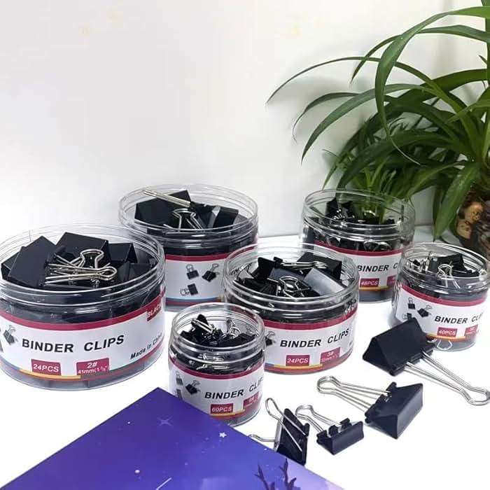 STOLCA 208 PCS Binder Clips Paper Clamps Assorted Sizes, Metal Paper Binder Clip, Black Binding Paperwork Clamp Bulk, Office Supplies for School Teachers - Image 2