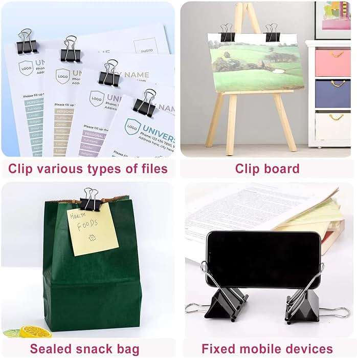 STOLCA 208 PCS Binder Clips Paper Clamps Assorted Sizes, Metal Paper Binder Clip, Black Binding Paperwork Clamp Bulk, Office Supplies for School Teachers - Image 6