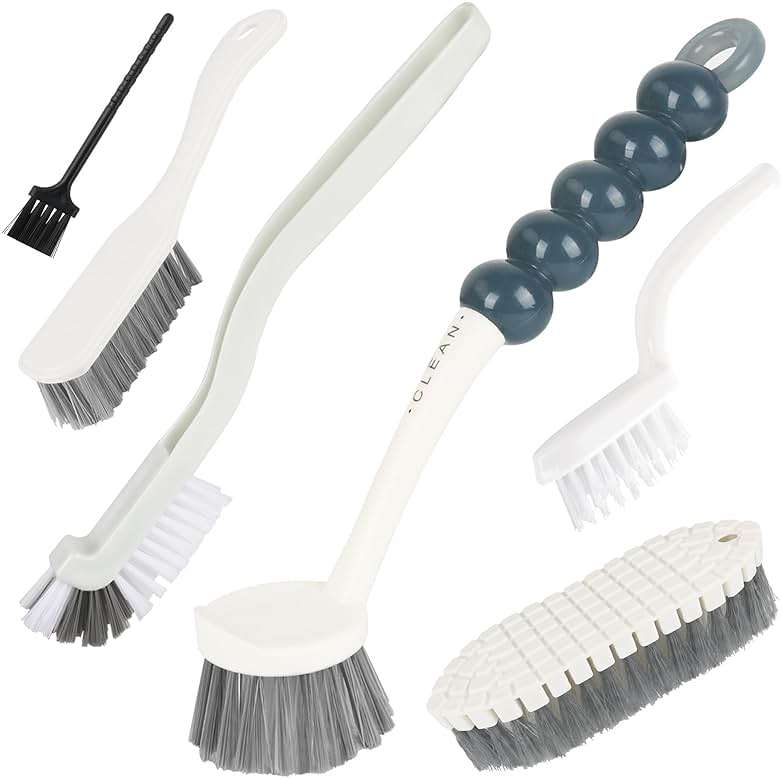 6 Pack Multipurpose Household Cleaning Set, Deep Cleaning Brush Set with Grips - Dish, Scrub, Bottle, Shoe, Groove Gap, Keyboard Brush for Kitchen, Bathroom (B) - Image 1