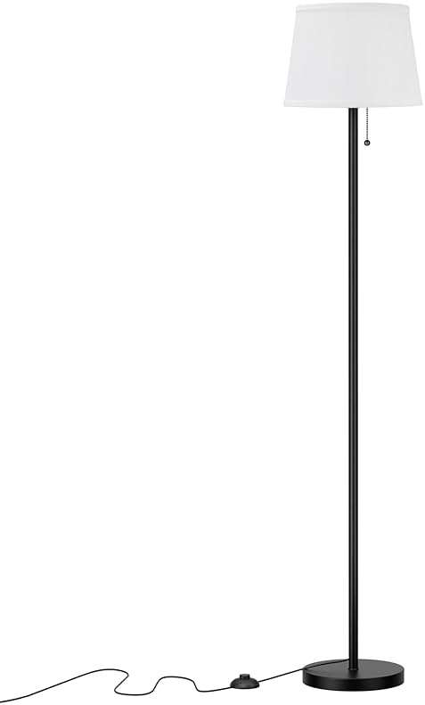 Raexpectis Modern Floor Lamp with Adjustable Brightness, Remote Control, Black, LED Bulbs, White Shade, Foot Switch, Easy Assembly - Image 9