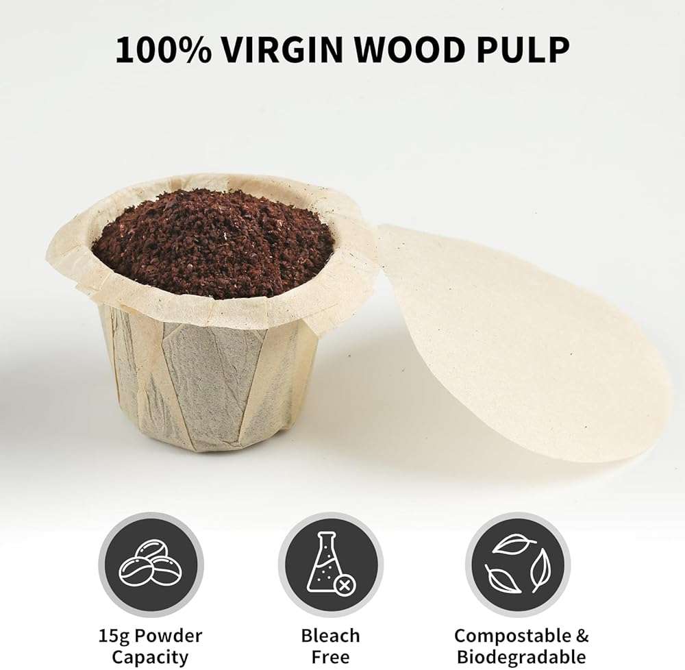 200 Count Fanativita K Cup Filters Disposable with Genius Lid Design, Fit All Reusable K Cups for Keurig (Unbleached) - Image 3