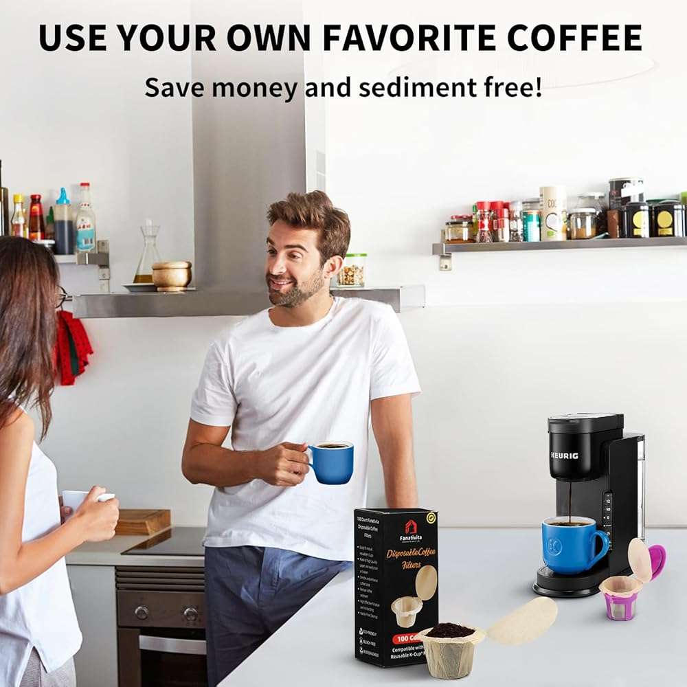 200 Count Fanativita K Cup Filters Disposable with Genius Lid Design, Fit All Reusable K Cups for Keurig (Unbleached) - Image 6