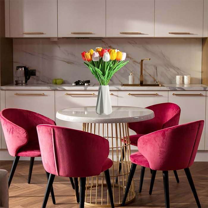 SITUMEIZI Fake Flowers Tulips Artificial Flower 15pcs Real Touch PU 14" for Spring Easter Home Kitchen Wedding Bouquet Bulk Mother's Gift Day Decorations(Assorted Colors,5) - Image 6
