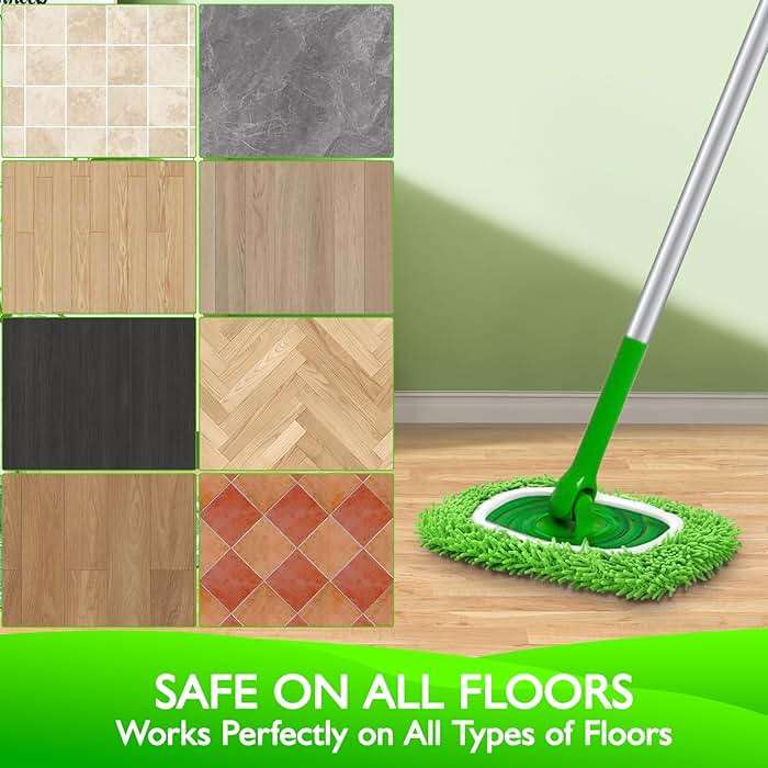 Yicotira Reusable Microfiber Mop Pads Compatible with Swiffer Sweeper- 4 Pack Dry Sweeping Cloths & Wet Mopping Cloths - Chenille Washable Wet Pads Refill for Mopping Floors (Mop is not Included) - Image 5