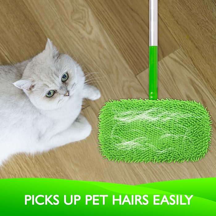 Yicotira Reusable Microfiber Mop Pads Compatible with Swiffer Sweeper- 4 Pack Dry Sweeping Cloths & Wet Mopping Cloths - Chenille Washable Wet Pads Refill for Mopping Floors (Mop is not Included) - Image 6