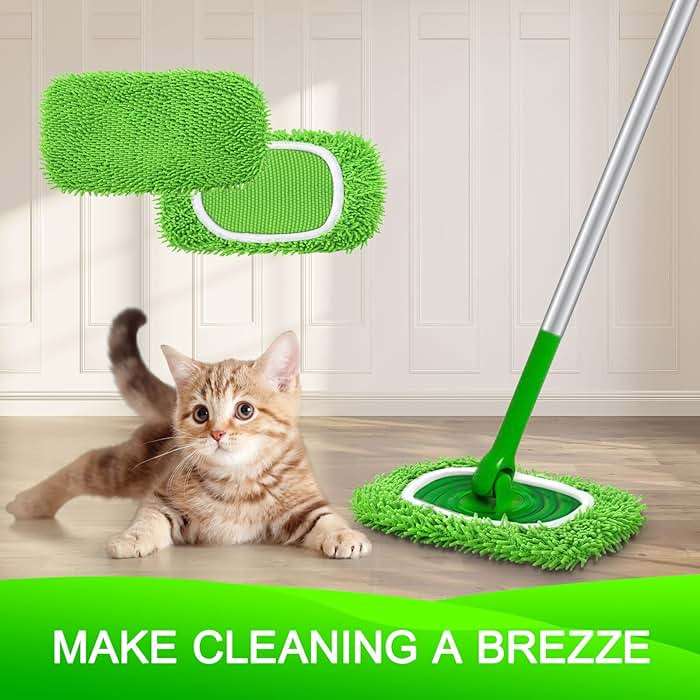 Yicotira Reusable Microfiber Mop Pads Compatible with Swiffer Sweeper- 4 Pack Dry Sweeping Cloths & Wet Mopping Cloths - Chenille Washable Wet Pads Refill for Mopping Floors (Mop is not Included) - Image 7