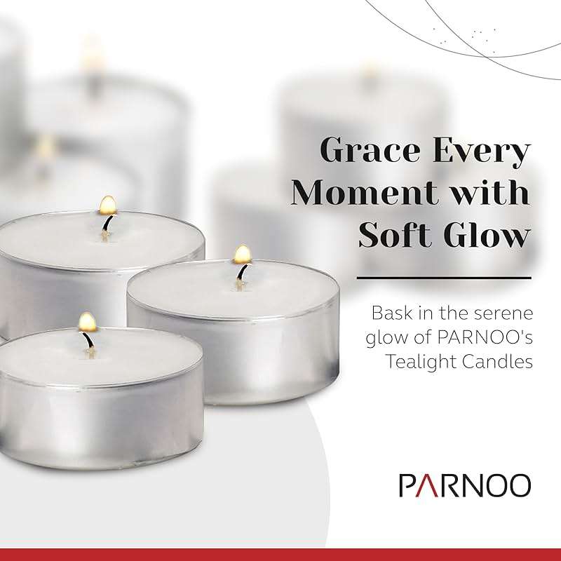 100 Pack Tealight Candles in Metal Cups - Clean, White Unscented with 4.5 Hour Long Burning Time - Votive Candles Bulk for Romantic Dinner, Weddings, Spa & Hotels by PARNOO - Image 2