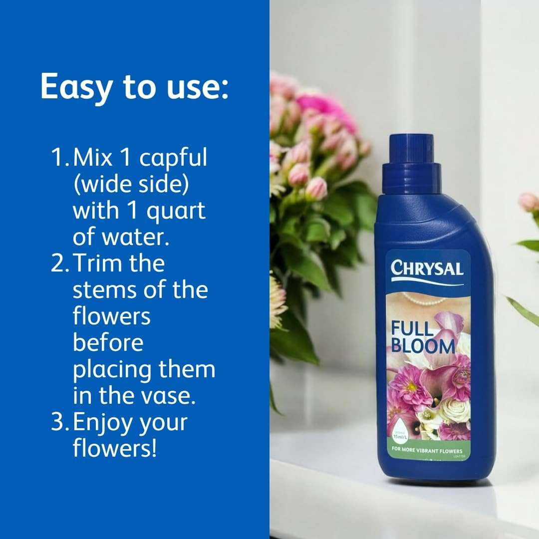 Chrysal Full Bloom Liquid Flower Food - Clear, Concentrated for Flower Arrangements & Bouquets - Mix with Water - Ideal Florist Supplies & at-Home Use - 500mL Bottle (500ml) (2 Pack) - Image 7