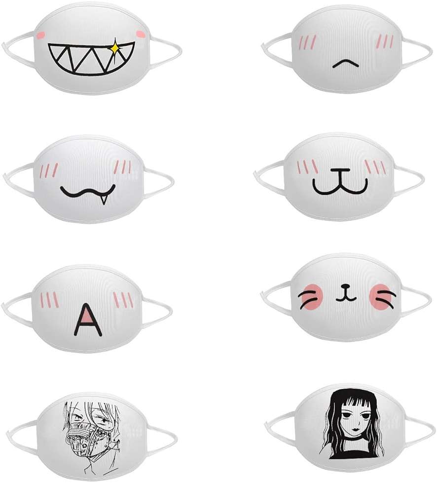 Jilneed Kawaii Face Mask Women Reusable Japanese Cartoon Cat Face Mouth Mask Halloween Cosplay Goth Washable Cloth Masks - Image 1