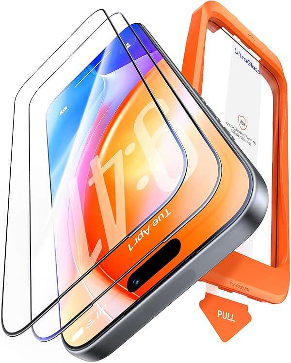 UltraGlass TOP 9H+ Armor for iPhone 15 Pro Max Screen Protector [NO.1 Military Grade Shatterproof] Screen Protector 15 Pro Max Tempered Glass [Longest Durable] Full Coverage, 2 Pack - Image 1