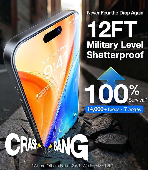 UltraGlass TOP 9H+ Armor for iPhone 15 Pro Max Screen Protector [NO.1 Military Grade Shatterproof] Screen Protector 15 Pro Max Tempered Glass [Longest Durable] Full Coverage, 2 Pack - Image 3