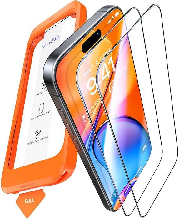 UltraGlass TOP 9H+ Armor for iPhone 15 Pro Max Screen Protector [NO.1 Military Grade Shatterproof] Screen Protector 15 Pro Max Tempered Glass [Longest Durable] Full Coverage, 2 Pack - Image 9