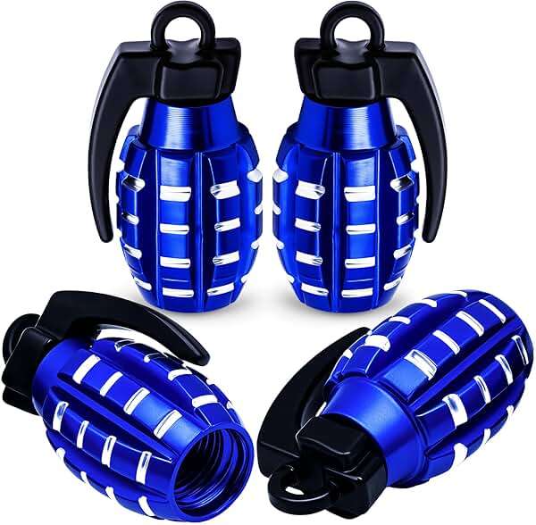 MEAJOO 4 PCS Tire Valve Stem Caps, Aluminium Alloy Tire Valve Stem Covers Universal for Cars,Trucks, SUV, Motorcycles, Bike and Bicycles (Blue) - Image 1