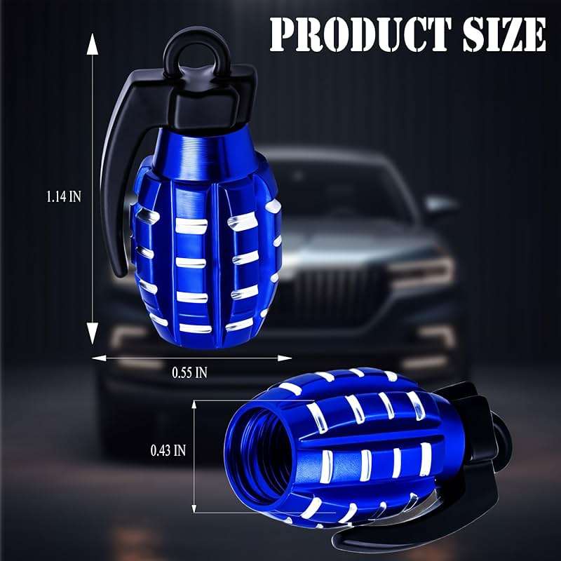 MEAJOO 4 PCS Tire Valve Stem Caps, Aluminium Alloy Tire Valve Stem Covers Universal for Cars,Trucks, SUV, Motorcycles, Bike and Bicycles (Blue) - Image 2
