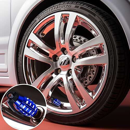MEAJOO 4 PCS Tire Valve Stem Caps, Aluminium Alloy Tire Valve Stem Covers Universal for Cars,Trucks, SUV, Motorcycles, Bike and Bicycles (Blue) - Image 3