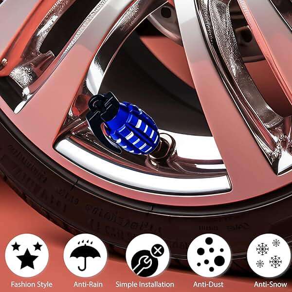 MEAJOO 4 PCS Tire Valve Stem Caps, Aluminium Alloy Tire Valve Stem Covers Universal for Cars,Trucks, SUV, Motorcycles, Bike and Bicycles (Blue) - Image 5