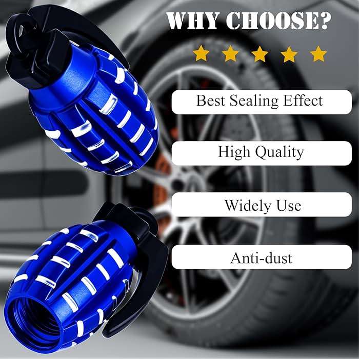 MEAJOO 4 PCS Tire Valve Stem Caps, Aluminium Alloy Tire Valve Stem Covers Universal for Cars,Trucks, SUV, Motorcycles, Bike and Bicycles (Blue) - Image 6