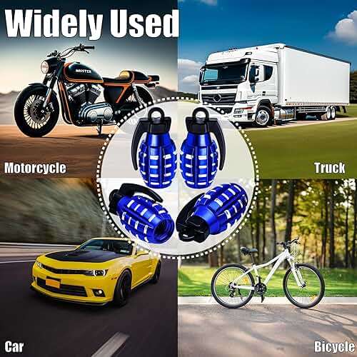 MEAJOO 4 PCS Tire Valve Stem Caps, Aluminium Alloy Tire Valve Stem Covers Universal for Cars,Trucks, SUV, Motorcycles, Bike and Bicycles (Blue) - Image 7