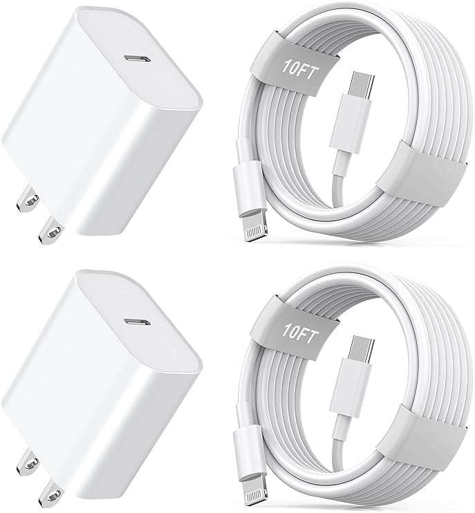 iPhone 11 12 13 14 Fast Charger,[MFi Certified] 2Pack 20W iPhone Charger Fast Block with 10FT USB-C to Lightning Cord for iPhone14 13 12 11 Xs Xr X 8 - Image 1