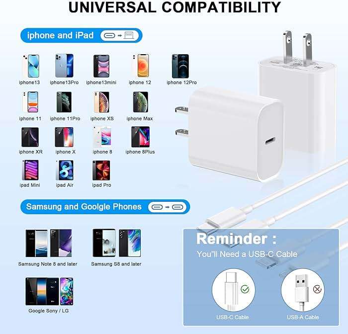 iPhone 11 12 13 14 Fast Charger,[MFi Certified] 2Pack 20W iPhone Charger Fast Block with 10FT USB-C to Lightning Cord for iPhone14 13 12 11 Xs Xr X 8 - Image 6