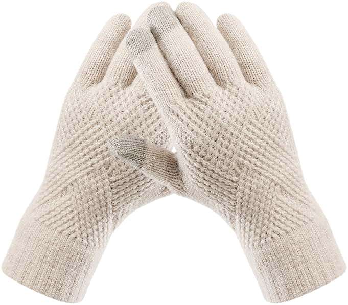 Trifabricy Winter Gloves for Women - Warm Soft Fleece Lined Winter Gloves, Touchscreen Elastic Cuff Knit Womens Winter Gloves - Image 1
