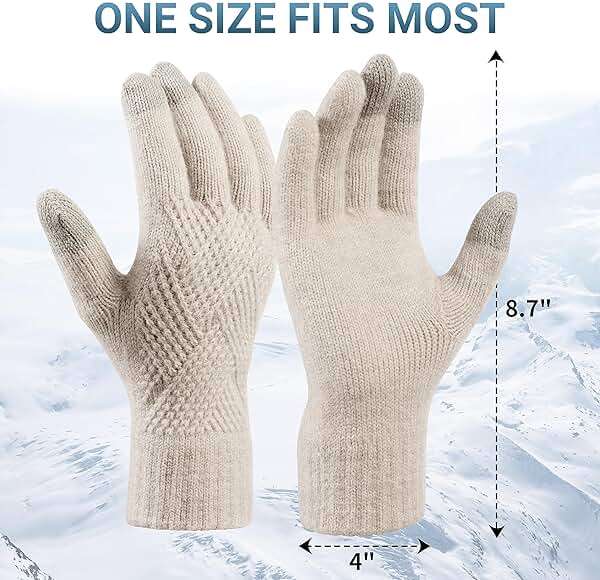 Trifabricy Winter Gloves for Women - Warm Soft Fleece Lined Winter Gloves, Touchscreen Elastic Cuff Knit Womens Winter Gloves - Image 3