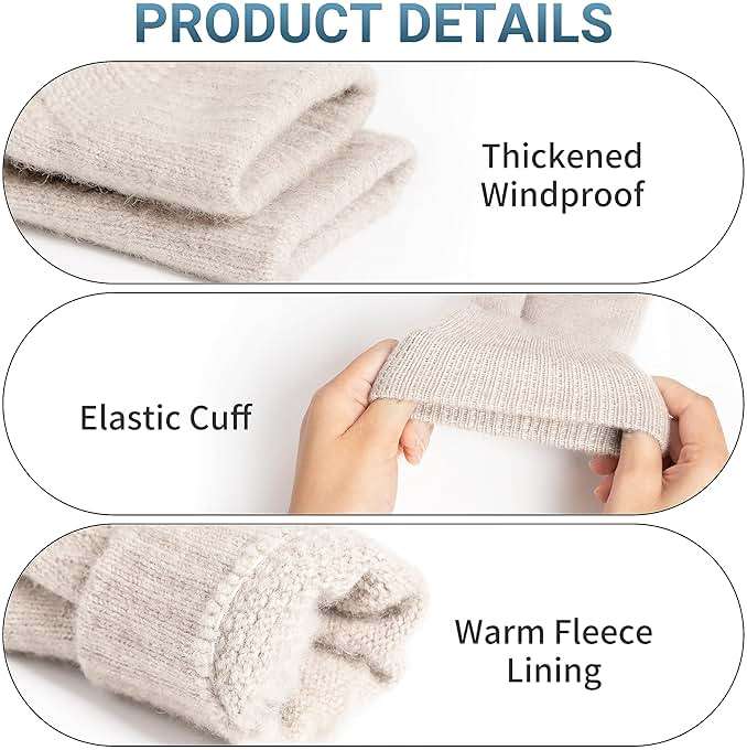 Trifabricy Winter Gloves for Women - Warm Soft Fleece Lined Winter Gloves, Touchscreen Elastic Cuff Knit Womens Winter Gloves - Image 4