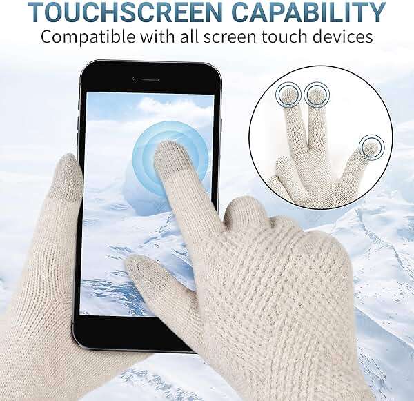 Trifabricy Winter Gloves for Women - Warm Soft Fleece Lined Winter Gloves, Touchscreen Elastic Cuff Knit Womens Winter Gloves - Image 5
