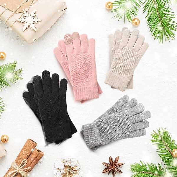 Trifabricy Winter Gloves for Women - Warm Soft Fleece Lined Winter Gloves, Touchscreen Elastic Cuff Knit Womens Winter Gloves - Image 6