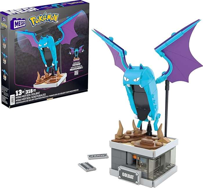 MEGA Pokémon Building Toys Set Mini Motion Golbat with 313 Pieces, Wing Flapping Motion, 5 Inches Tall, for Adult Collectors - Image 1