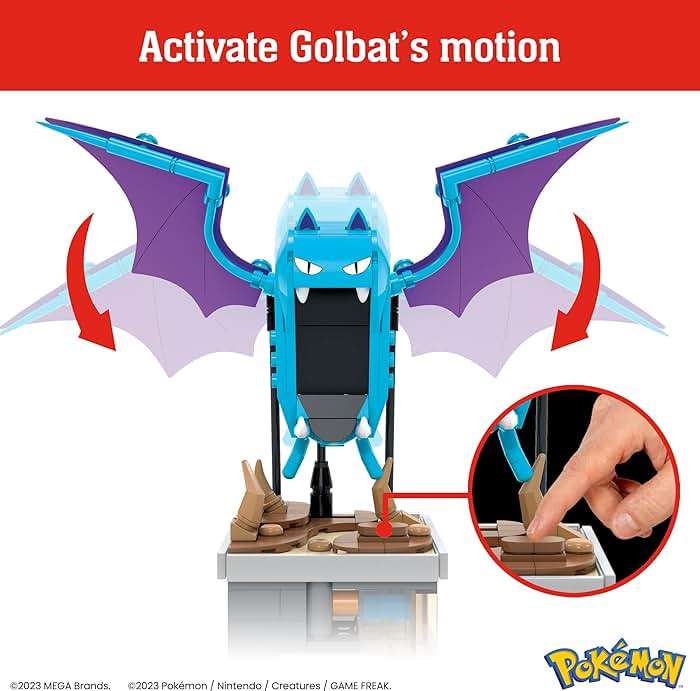 MEGA Pokémon Building Toys Set Mini Motion Golbat with 313 Pieces, Wing Flapping Motion, 5 Inches Tall, for Adult Collectors - Image 3