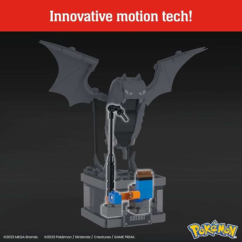 MEGA Pokémon Building Toys Set Mini Motion Golbat with 313 Pieces, Wing Flapping Motion, 5 Inches Tall, for Adult Collectors - Image 6